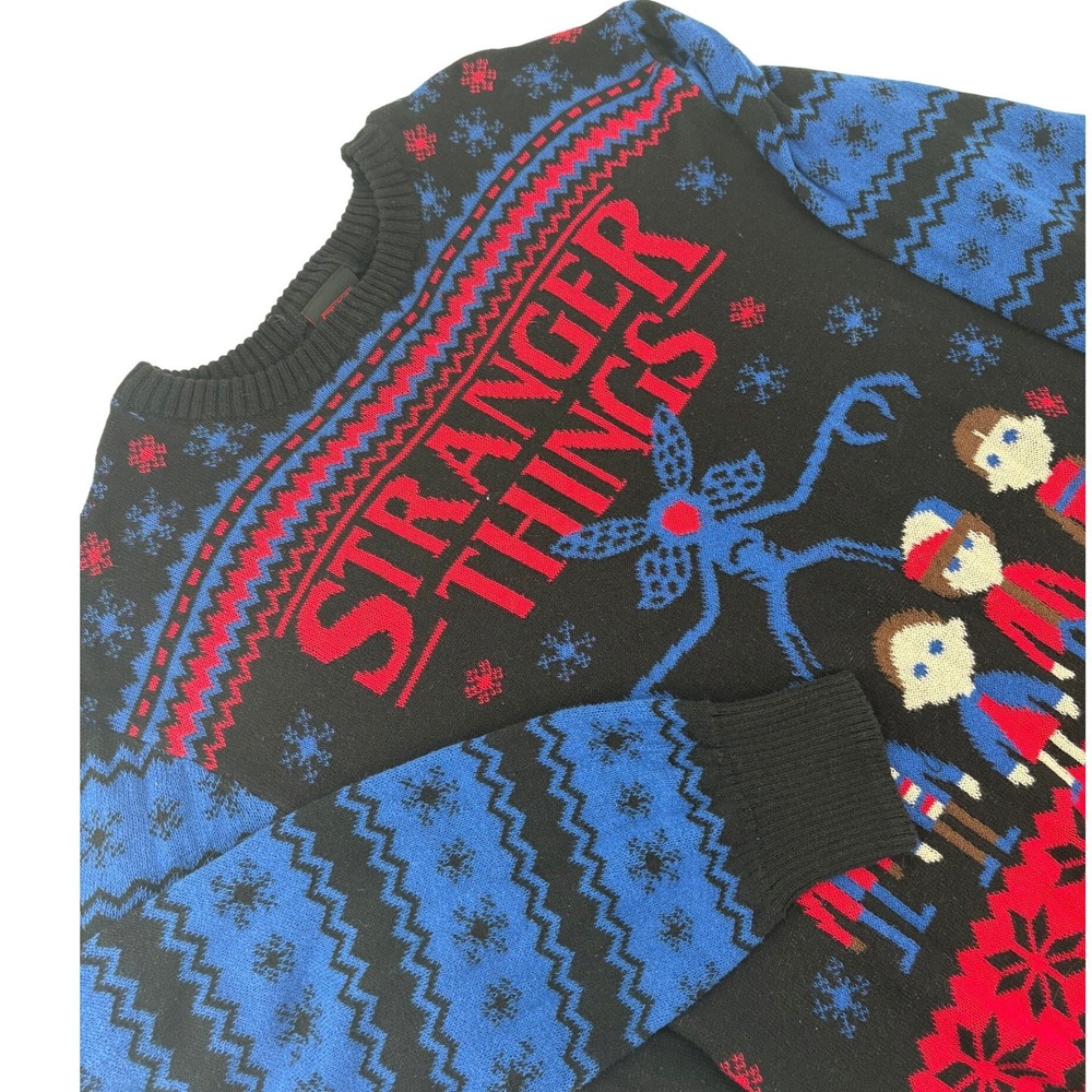Stranger Things Ugly‎ Christmas Sweater Demogorgon Character 2XL Black Mens